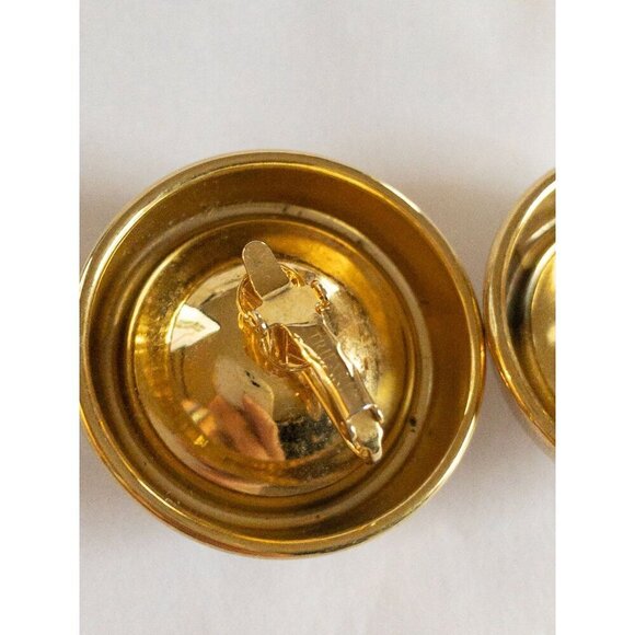 Vintage Trifari Gold & Cream Dome Clip-On Earrings - Picture 6 of 8